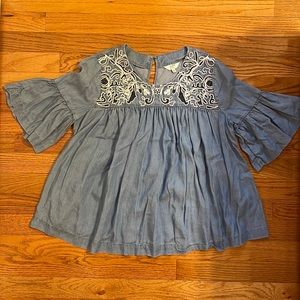 Crown & ivy denim embroidered top